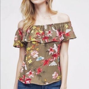 Maeve Olive Green Off the Shoulder Blouse